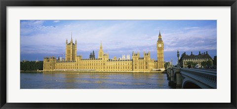 Framed Government building at the waterfront, Thames River, Houses Of Parliament, London, England Print