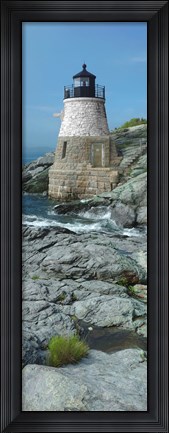Framed Lighthouse along the sea, Castle Hill Lighthouse, Narraganset Bay, Newport, Rhode Island (vertical) Print