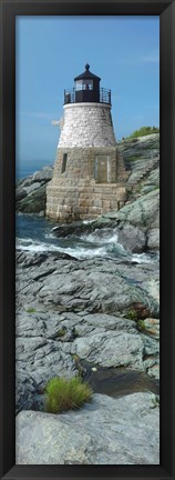 Framed Lighthouse along the sea, Castle Hill Lighthouse, Narraganset Bay, Newport, Rhode Island (vertical) Print