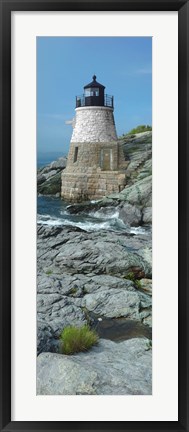 Framed Lighthouse along the sea, Castle Hill Lighthouse, Narraganset Bay, Newport, Rhode Island (vertical) Print