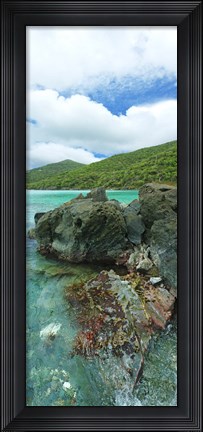 Framed Rocks in the sea, Jumbie Bay, St John, US Virgin Islands Print