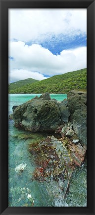 Framed Rocks in the sea, Jumbie Bay, St John, US Virgin Islands Print