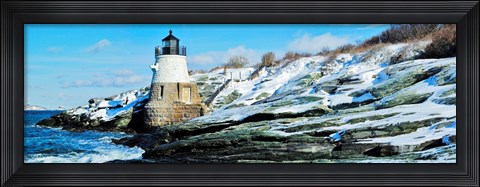 Framed Lighthouse along the sea, Castle Hill Lighthouse, Narraganset Bay, Newport, Rhode Island (horizontal) Print