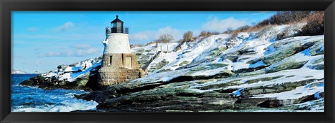 Framed Lighthouse along the sea, Castle Hill Lighthouse, Narraganset Bay, Newport, Rhode Island (horizontal) Print