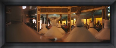 Framed Dervishes dancing at a ceremony, Istanbul, Turkey Print