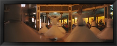 Framed Dervishes dancing at a ceremony, Istanbul, Turkey Print