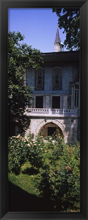 Framed Formal garden in front of a building, Baghdad Pavilion, Topkapi Palace, Istanbul, Turkey Print