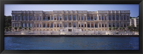 Framed Facade of a palace at the waterfront, Ciragan Palace Hotel Kempinski, Bosphorus, Istanbul, Turkey Print