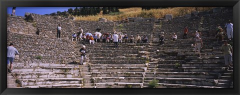 Framed Tourists at old ruins of an amphitheater, Odeon, Ephesus, Turkey Print