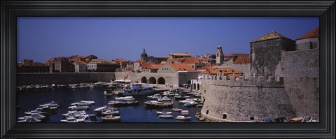 Framed High angle view of boats at a port, Old port, Dubrovnik, Croatia Print