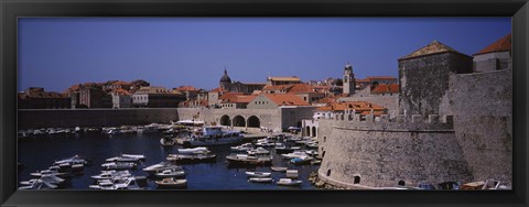 Framed High angle view of boats at a port, Old port, Dubrovnik, Croatia Print