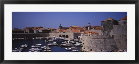 Framed High angle view of boats at a port, Old port, Dubrovnik, Croatia Print