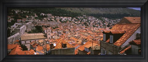 Framed High angle view of a city as seen from Southwest side of city wall, Dubrovnik, Croatia Print