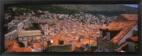 Framed High angle view of a city as seen from Southwest side of city wall, Dubrovnik, Croatia Print