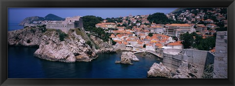 Framed Town at the waterfront, Lovrijenac Fortress, Bokar Fortress, Dubrovnik, Croatia Print