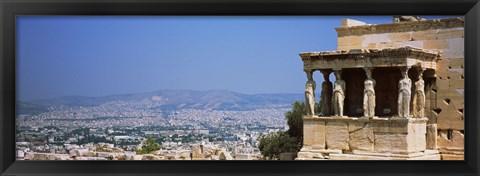 Framed City viewed from a temple, Erechtheion, Acropolis, Athens, Greece Print