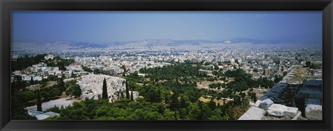 Framed High angle view of a city, Acropolis, Athens, Greece Print