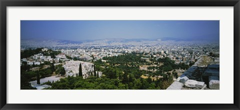 Framed High angle view of a city, Acropolis, Athens, Greece Print