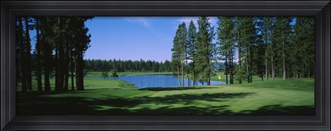 Framed Trees on a golf course, Edgewood Tahoe Golf Course, Stateline, Nevada, USA Print