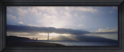 Framed Silhouette of a bridge, Golden Gate Bridge, San Francisco, California, USA Print