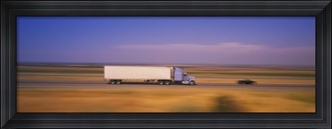 Framed Truck and a car moving on a highway, Highway 5, California, USA Print