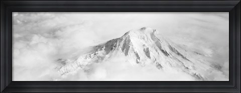 Framed Aerial view of a snowcapped mountain, Mt Rainier, Mt Rainier National Park, Washington State, USA Print