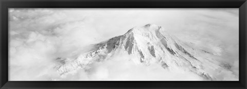 Framed Aerial view of a snowcapped mountain, Mt Rainier, Mt Rainier National Park, Washington State, USA Print