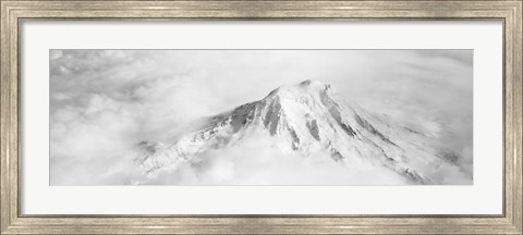Framed Aerial view of a snowcapped mountain, Mt Rainier, Mt Rainier National Park, Washington State, USA Print
