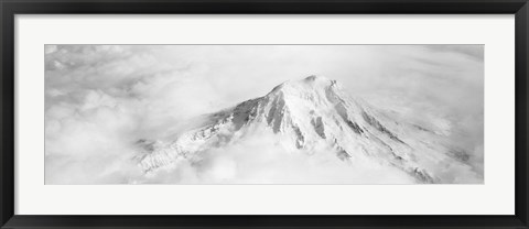 Framed Aerial view of a snowcapped mountain, Mt Rainier, Mt Rainier National Park, Washington State, USA Print