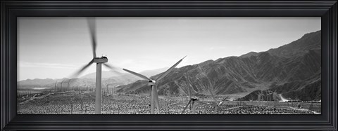 Framed Wind turbines on a landscape Print