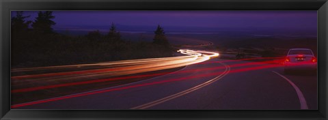 Framed Cars moving on the road, Mount Desert Island, Acadia National Park, Maine, USA Print