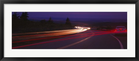 Framed Cars moving on the road, Mount Desert Island, Acadia National Park, Maine, USA Print