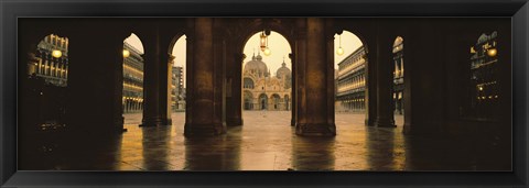 Framed Arcade of a building, St. Mark&#39;s Square, Venice, Italy (Sepia) Print