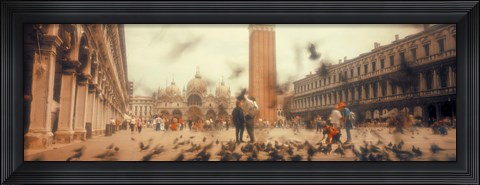 Framed Flock of pigeons flying, St. Mark&#39;s Square, Venice, Italy Print