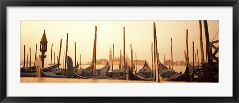Framed Gondolas moored at a harbor, San Marco Giardinetti, Venice, Italy Print