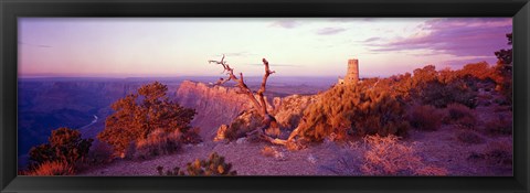 Framed Rock formations with a river, Desert View Watchtower, Desert Point, Grand Canyon National Park, Arizona Print