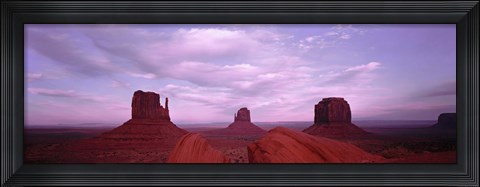 Framed Buttes at sunset, The Mittens, Merrick Butte, Monument Valley, Arizona, USA Print