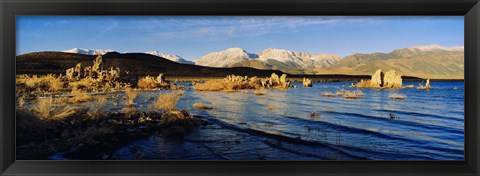 Framed Lake with mountains in the background, Mono Lake, Eastern Sierra, Californian Sierra Nevada, California, USA Print