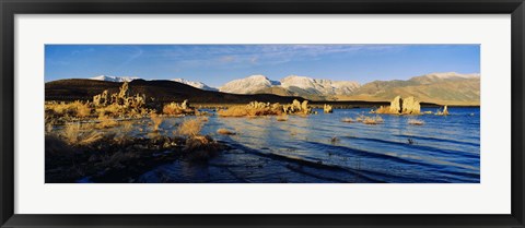 Framed Lake with mountains in the background, Mono Lake, Eastern Sierra, Californian Sierra Nevada, California, USA Print