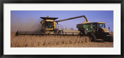 Framed Combine harvesting soybeans in a field, Minnesota Print