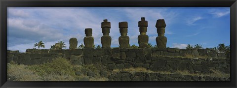 Framed Moai statues in a row, Rano Raraku, Easter Island, Chile Print