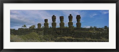 Framed Moai statues in a row, Rano Raraku, Easter Island, Chile Print