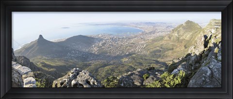Framed High angle view of a coastline, Table Mountain, Cape town, South Africa Print