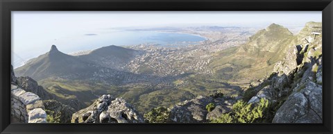 Framed High angle view of a coastline, Table Mountain, Cape town, South Africa Print