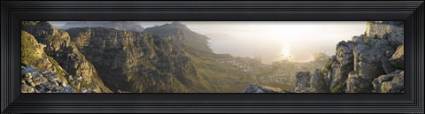 Framed High angle view of a coastline, Camps Bay, Table Mountain, Cape Town, South Africa Print