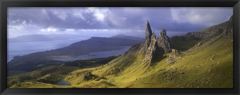 Framed Rock formations on hill, Old Man of Storr, Isle of Skye, Scotland Print