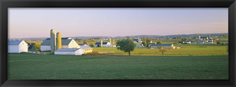 Framed Amish Farms, Lancaster County, Pennsylvania Print