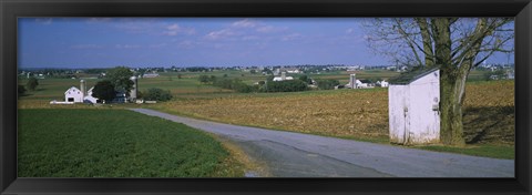 Framed Road through Amish Farms, Pennsylvania Print