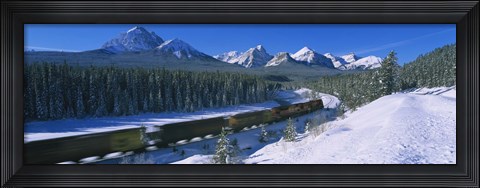 Framed Train Traveling through Banff National Park Print