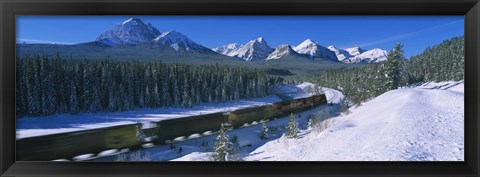 Framed Train Traveling through Banff National Park Print
